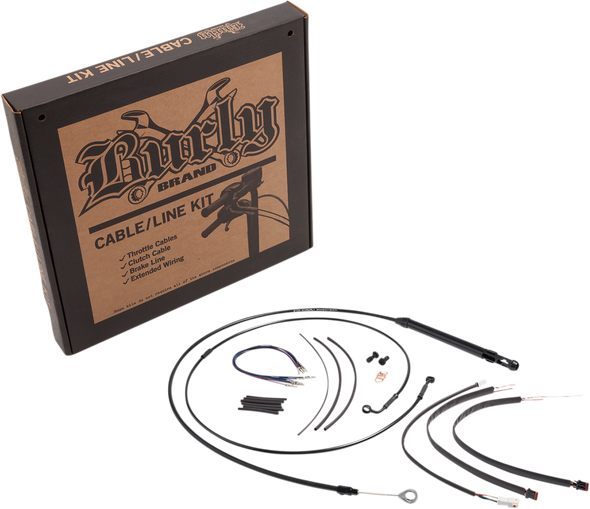 BURLY BRAND Cable Kit - Jail Bar - 14" Handlebars - Black Vinyl B30-1265