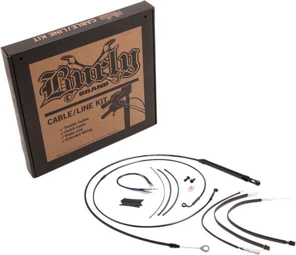 BURLY BRAND Cable Kit - Jail Bar - 12" Handlebars - Black Vinyl B30-1264