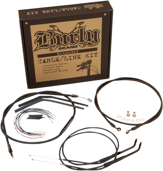 BURLY BRAND Cable Kit - Jail Bar - 14" Handlebars - Black Vinyl B30-1145