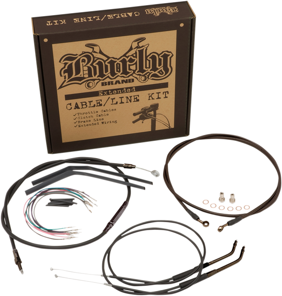 BURLY BRAND Cable Kit - Jail Bar - 12" Handlebars - Black Vinyl B30-1144