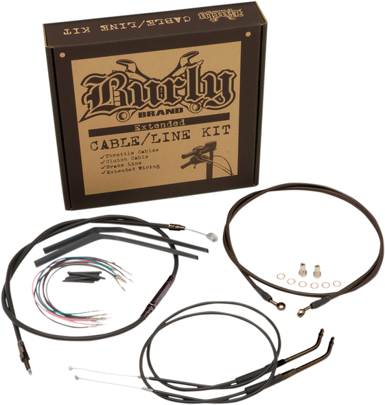 BURLY BRAND Cable Kit - Jail Bar - 14" Handlebars - Black Vinyl B30-1141