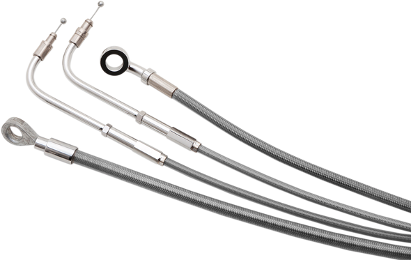 BURLY BRAND Handlebar Cable/Brake Line Kit - Complete - 18" Ape Hanger Handlebars - Stainless Steel B30-1163