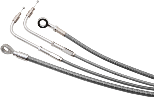 BURLY BRAND Handlebar Cable/Brake Line Kit - Complete - 16" Ape Hanger Handlebars - Stainless Steel B30-1153