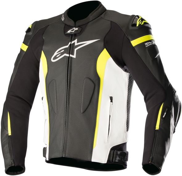 ALPINESTARS Missile Leather Jacket - Black/White/Yellow - US 46 / EU 56 3100118-1260-56