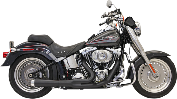 BASSANI XHAUST 2:1 Exhaust - Black - Short - Softail 12122J