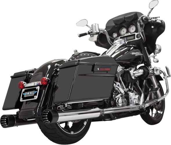 BASSANI XHAUST DNT Straight Can Mufflers for '95-'16 FL  - Chrome/Black 1F7DNT5