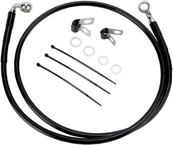 DRAG SPECIALTIES Brake Line - Front - Black - +6" -  FXDL '01-'05 640110-6BLK