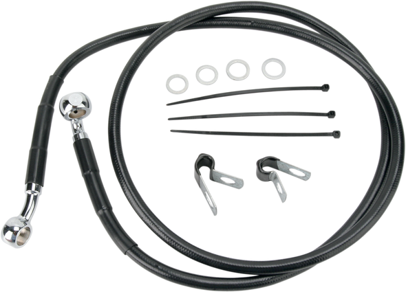 DRAG SPECIALTIES Brake Line - Front - Black - +10" - FXD '00-'05 640112-10BLK