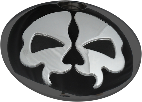 DRAG SPECIALTIES Split Skull Fuel Door - Black with Chrome 78051B