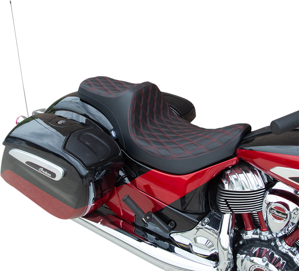 DRAG SPECIALTIES Predator III Seat - Double Diamond - Red - Vinyl 0810-2264