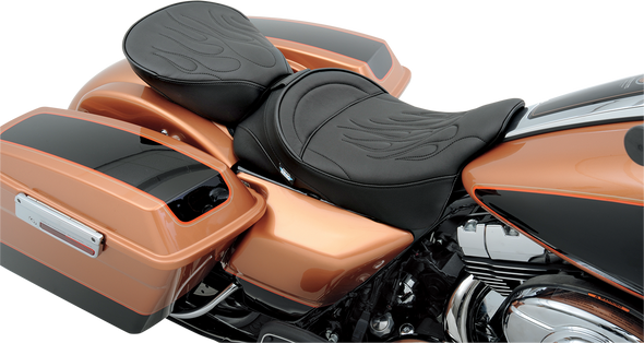 DRAG SPECIALTIES Wide Pillion Seat - Flame Stitched 0801-0468