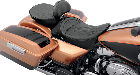 DRAG SPECIALTIES Wide Pillion Seat - Flame Stitched 0801-0468