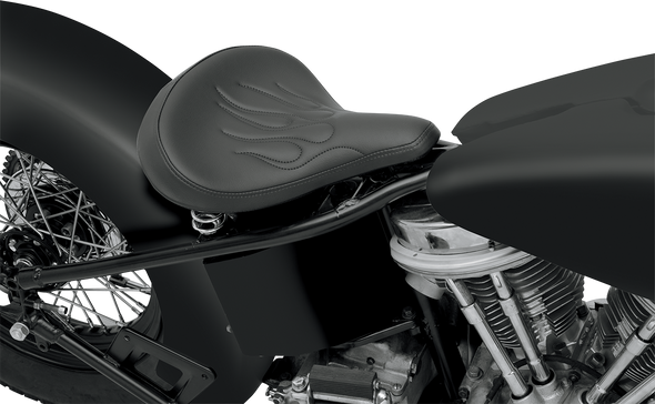 DRAG SPECIALTIES Solo Seat - Large - Flame Stitched - Black - Vinyl 0806-0051