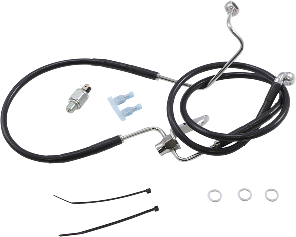 DRAG SPECIALTIES Brake Line - Rear - Black - +3"  Non ABS 621225-3BLK