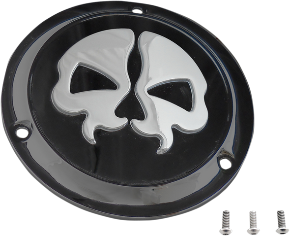 DRAG SPECIALTIES Split Skull Derby Cover - Black - 3-Hole 78045B