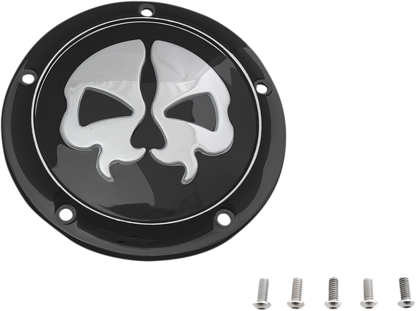 DRAG SPECIALTIES Split Skull Derby Cover - Black - 5-Hole 78043B