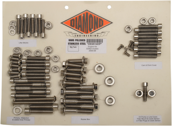 DIAMOND ENGINEERING Engine Bolt Kit - Softail '00-'06 DE6514H