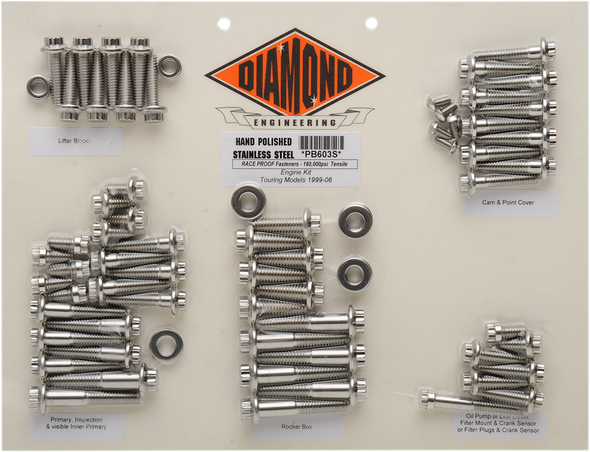 DIAMOND ENGINEERING Motor Bolt Kit - '99-'06 FLT PB603S