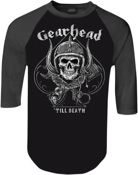 LETHAL THREAT Gearhead Raglan T-Shirt - Gray/Black - Small LT20581S