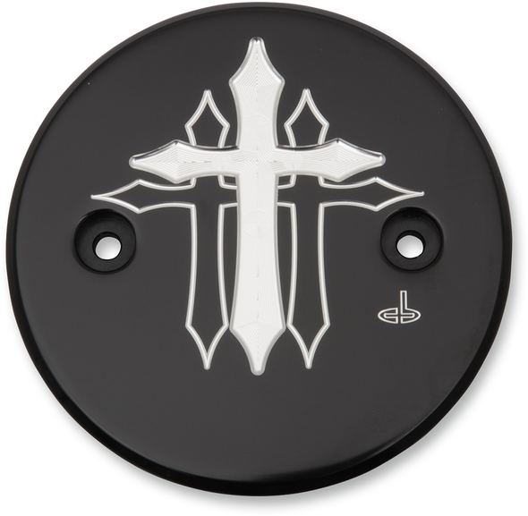 CARL BROUHARD DESIGNS Stator Cover - Cross - Black - Indian CR-SCIS-B