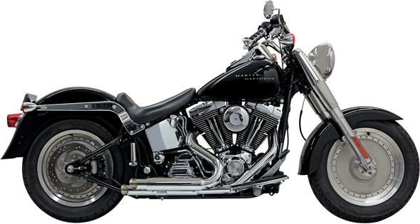 BASSANI XHAUST Pro Street Exhaust - Chrome - Slash Cut - '86-'17 Softail 1S24F