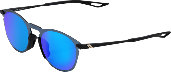 100% Legere® Sunglasses - Round - Black - Blue Mirror 61040-250-01