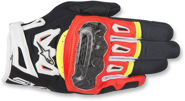 ALPINESTARS SMX-2 Air Carbon V2 Gloves - Black/Red/White/Yellow - Small 3567717-1325-S