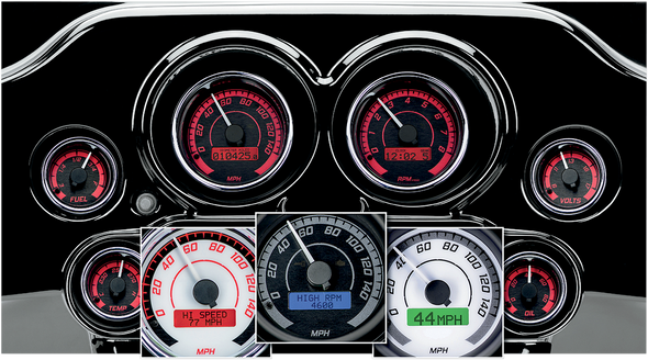 DAKOTA DIGITAL MVX-8K Series Analog/Digital 6-Gauge Kit - Black Bezel - Black Face with Gray Background MVX-8600-KG-K