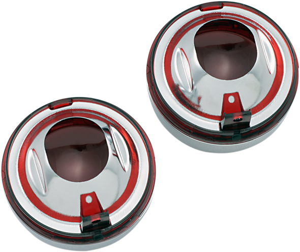 KURYAKYN Deep Dish Bezels - Chrome - Red Lenses 2269