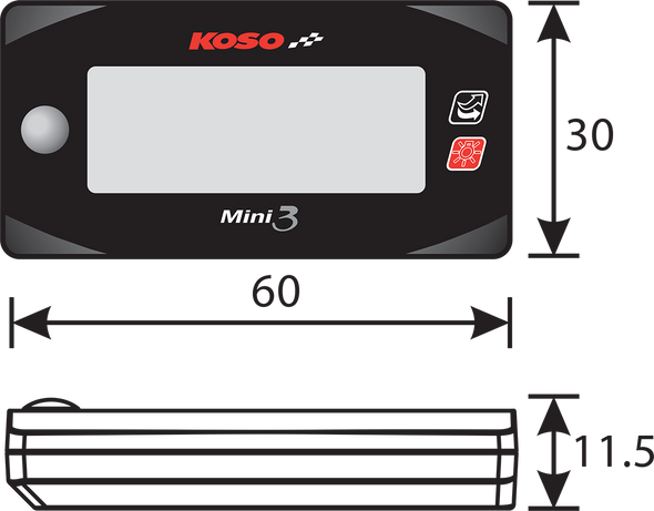 KOSO NORTH AMERICA Mini 3 Air/Fuel Ratio Meter - '14-'15 Honda Grom BA003214