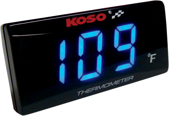 KOSO NORTH AMERICA Super Slim Temperature Gauge - Blue Digits - 2.22" W x 1.06" H x 0.43" D BA024B11