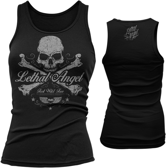 LETHAL THREAT Women's Skull N Crossbones Tank Top - Black - Medium LT20389M