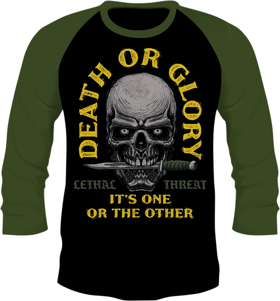 LETHAL THREAT Death or Glory 3/4 Sleeve T-Shirt - Black/Olive - 3XL LT20900XXXL