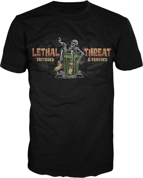 LETHAL THREAT Tattooed & Trashed T-Shirt - Black - Large LT20892L