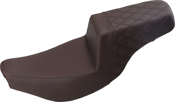 SADDLEMEN Step Up Seat - Driver Passenger Lattice Stitched - Brown I14-07-173BR