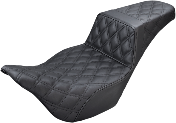 SADDLEMEN Step Up Seat - Lattice Stitched - Black - FLH 808-07B-175