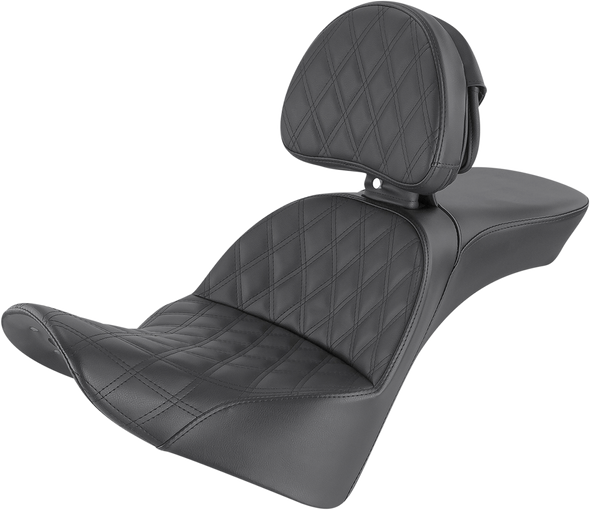 SADDLEMEN Explorer Seat - Lattice Stitched - With Backrest 818-33-030LS