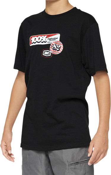 100% Youth Stamps T-Shirt - Black - Small 34021-001-04