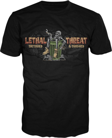 LETHAL THREAT Tattooed & Trashed T-Shirt - Black - 2XL LT20892XXL