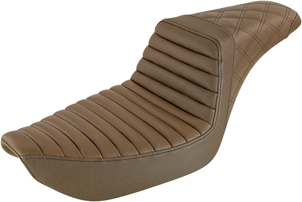 SADDLEMEN Step Up Seat - Tuck and Roll/Lattice Stitched - Brown - Dyna 896-04-176BR