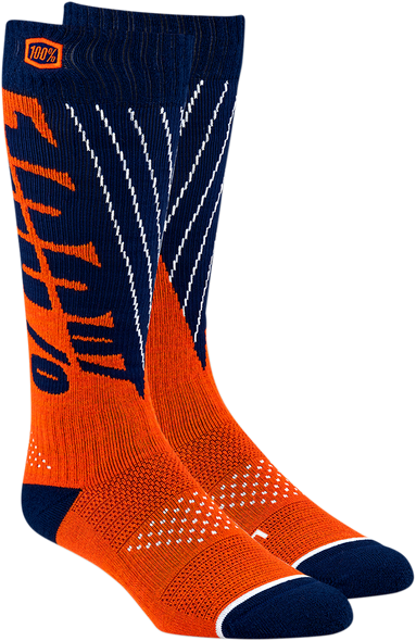 100% Torque Comfort Moto Socks - Navy/Orange - Large/XL 24007-214-18
