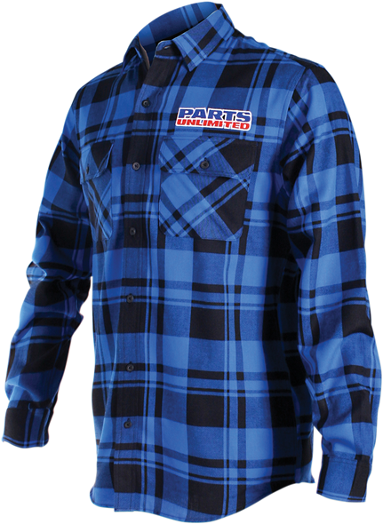 THROTTLE THREADS Parts Long-Sleeve Flannel Shirt - Blue/Black - 3XL PSU34S68BL3R