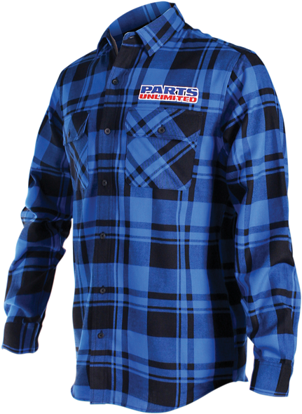 THROTTLE THREADS Parts Long-Sleeve Flannel Shirt - Blue/Black - XL PSU34S68BLXR