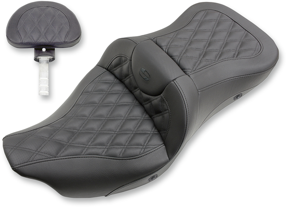 SADDLEMEN Extended Reach Road Sofa Seat - Lattice Stitched - Backrest - Heated 808-07B-184BRHC