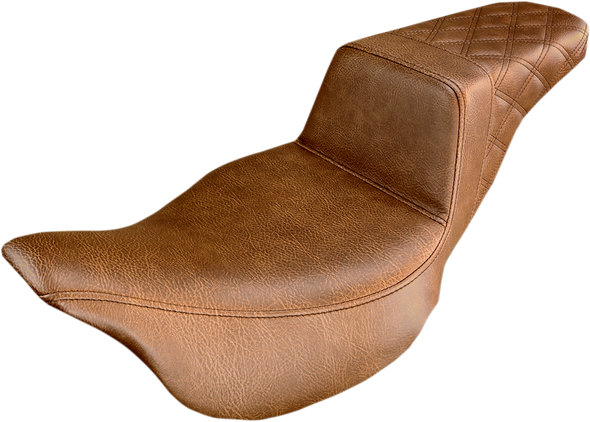 SADDLEMEN Step Up Seat - Rear Lattice Stitched - Brown - FLH 808-07B-173BR