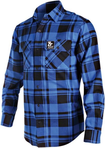 THROTTLE THREADS Flannel Shirt - Blue/Black - Large TT635S68BLLR