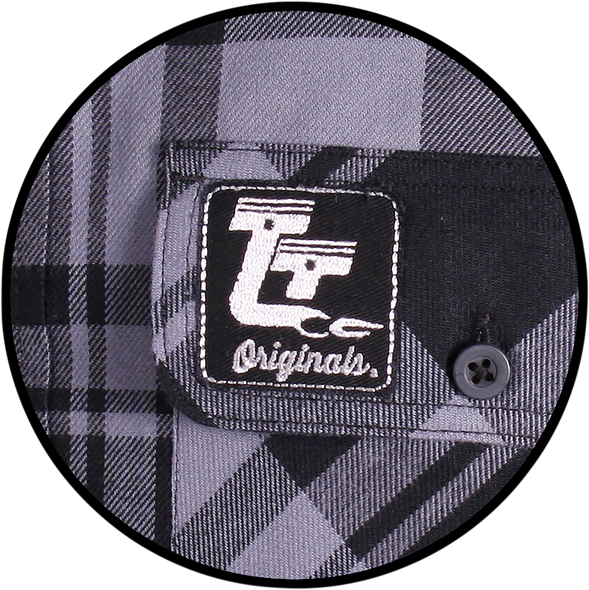 THROTTLE THREADS Flannel Shirt - Gray/Black - 2XL TT636S68GY2R