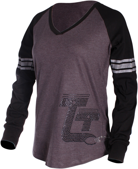 THROTTLE THREADS Women's T-Shirt - Gray/Black - Large TT650T477BKLR