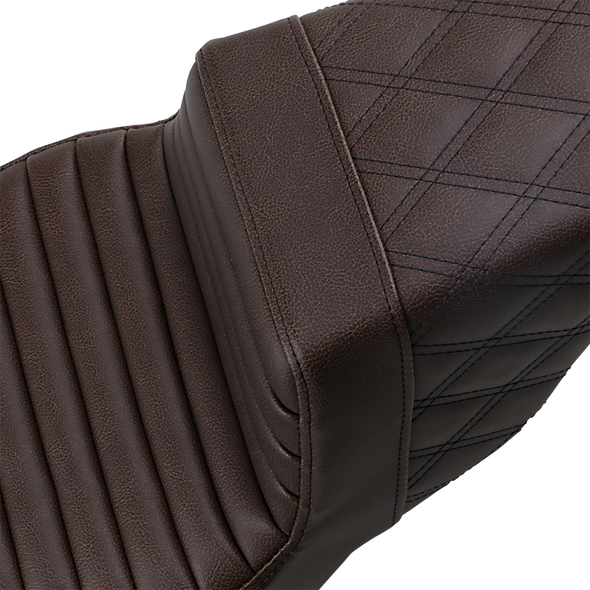 SADDLEMEN Step Up Seat - Lattice Stitched - Brown - FLH 808-07B-176BR