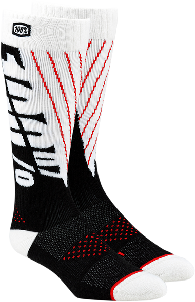 100% Torque Comfort Moto Socks - Black/White - Large/XL 24007-011-18